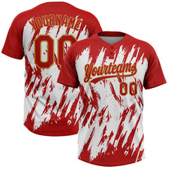 Maxcorners Custom Black Old Gold-White 3D Pattern Abstract Sharp Shape Two-Button Unisex Softball Jersey
 LM0609