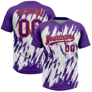 Maxcorners Custom Purple Orange-White 3D Pattern Abstract Sharp Shape Two-Button Unisex Softball Jersey LM0609