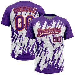 Maxcorners Custom Purple Orange-White 3D Pattern Abstract Sharp Shape Two-Button Unisex Softball Jersey
 LM0609
