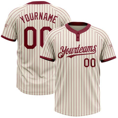 Maxcorners Custom Cream Crimson Pinstripe Crimson Two-Button Unisex Softball Jersey
 LM0609