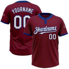 Maxcorners Custom Crimson Royal Pinstripe White Two-Button Unisex Softball Jersey
 LM0609