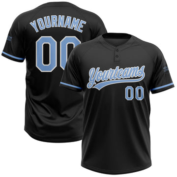 Maxcorners Custom Black Light Blue-White Two-Button Unisex Softball Jersey LM0609