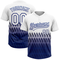 Maxcorners Custom White Royal 3D Pattern Lines Two-Button Unisex Softball Jersey
 LM0609
