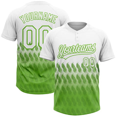 Maxcorners Custom White Neon Green 3D Pattern Lines Two-Button Unisex Softball Jersey
 LM0609