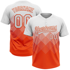 Maxcorners Custom White Orange 3D Gradient Square Shape Two-Button Unisex Softball Jersey
 LM0609