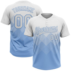 Maxcorners Custom White Light Blue 3D Gradient Square Shape Two-Button Unisex Softball Jersey
 LM0609