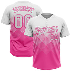 Maxcorners Custom White Pink 3D Gradient Square Shape Two-Button Unisex Softball Jersey LM0609