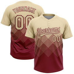 Maxcorners Custom Cream Crimson 3D Gradient Square Shape Two-Button Unisex Softball Jersey
 LM0609