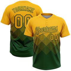 Maxcorners Custom Gold Green 3D Gradient Square Shape Two-Button Unisex Softball Jersey LM0609