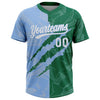 Maxcorners Custom Graffiti Pattern White Kelly Green-Light Blue 3D Scratch Two-Button Unisex Softball Jersey LM2605