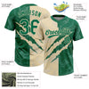 Maxcorners Custom Graffiti Pattern Kelly Green-Cream 3D Scratch Two-Button Unisex Softball Jersey LM2605