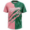 Maxcorners Custom Graffiti Pattern White Kelly Green-Medium Pink 3D Scratch Two-Button Unisex Softball Jersey LM2605