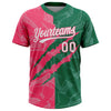 Maxcorners Custom Graffiti Pattern White Kelly Green-Neon Pink 3D Scratch Two-Button Unisex Softball Jersey LM2605