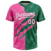 Maxcorners Custom Graffiti Pattern White Kelly Green-Pink 3D Scratch Two-Button Unisex Softball Jersey LM2605