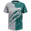 Maxcorners Custom Graffiti Pattern White Teal-Gray 3D Scratch Two-Button Unisex Softball Jersey LM2605