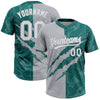 Maxcorners Custom Graffiti Pattern White Teal-Gray 3D Scratch Two-Button Unisex Softball Jersey LM2605