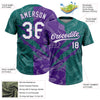Maxcorners Custom Graffiti Pattern White Teal-Purple 3D Scratch Two-Button Unisex Softball Jersey LM2605