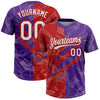 Maxcorners Custom Graffiti Pattern White Purple-Red 3D Scratch Two-Button Unisex Softball Jersey LM2605