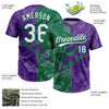 Maxcorners Custom Graffiti Pattern White Purple-Kelly Green 3D Scratch Two-Button Unisex Softball Jersey LM2605