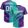 Maxcorners Custom Graffiti Pattern White Purple-Aqua 3D Scratch Two-Button Unisex Softball Jersey LM2605
