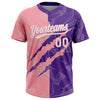 Maxcorners Custom Graffiti Pattern White Purple-Medium Pink 3D Scratch Two-Button Unisex Softball Jersey LM2605