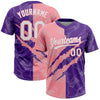 Maxcorners Custom Graffiti Pattern White Purple-Medium Pink 3D Scratch Two-Button Unisex Softball Jersey LM2605