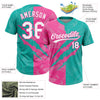 Maxcorners Custom Graffiti Pattern White Aqua-Pink 3D Scratch Two-Button Unisex Softball Jersey LM2605