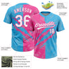 Maxcorners Custom Graffiti Pattern White Sky Blue-Pink 3D Scratch Two-Button Unisex Softball Jersey LM2605