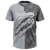 Maxcorners Custom Graffiti Pattern White Steel Gray-Gray 3D Scratch Two-Button Unisex Softball Jersey LM2605