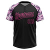Maxcorners Custom Black Pink Pattern Salute To Service Camo Raglan Sleeves Two-Button Unisex Softball Jersey LM2605