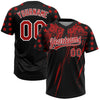 Maxcorners Custom Black Red-White Distressed Scratch Brush Stroke Star Raglan Sleeves Two-Button Unisex Softball Jersey LM2605
