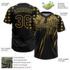 Maxcorners Custom Black Old Gold Distressed Scratch Brush Stroke Star Raglan Sleeves Two-Button Unisex Softball Jersey LM2605