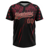 Maxcorners Custom Black Crimson-Cream Distressed Scratch Brush Stroke Star Raglan Sleeves Two-Button Unisex Softball Jersey LM2605