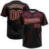Maxcorners Custom Black Crimson-Cream Distressed Scratch Brush Stroke Star Raglan Sleeves Two-Button Unisex Softball Jersey LM2605