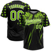 Maxcorners Custom Black Neon Green-White Distressed Scratch Brush Stroke Star Raglan Sleeves Two-Button Unisex Softball Jersey LM2605