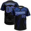 Maxcorners Custom Black Thunder Blue-White Distressed Scratch Brush Stroke Star Raglan Sleeves Two-Button Unisex Softball Jersey LM2605