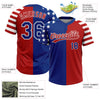 Maxcorners Custom Red Royal-White Stars & Stripes Raglan Sleeves Two-Button Unisex Softball Jersey LM2605