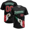Maxcorners Custom Black Kelly Green Red-White The Abstract Wing With Mexican Flag Two-Button Unisex Softball Jersey LM2605
