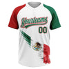 Maxcorners Custom White Kelly Green-Red The Abstract Wing With Mexican Flag Two-Button Unisex Softball Jersey LM2605