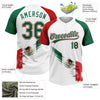 Maxcorners Custom White Kelly Green-Red The Abstract Wing With Mexican Flag Two-Button Unisex Softball Jersey LM2605