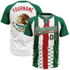 Maxcorners Custom Kelly Green Red-White Mexico Two-Button Unisex Softball Jersey LM2605