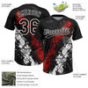 Maxcorners Custom Black Red-White Dripping Splatter Cracked Texture Two-Button Unisex Softball Jersey LM2605