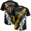 Maxcorners Custom Black Yellow-White Dripping Splatter Cracked Texture Two-Button Unisex Softball Jersey LM2605