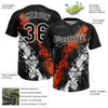 Maxcorners Custom Black Orange-White Dripping Splatter Cracked Texture Two-Button Unisex Softball Jersey LM2605
