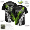 Maxcorners Custom Black Neon Green-White Dripping Splatter Cracked Texture Two-Button Unisex Softball Jersey LM2605