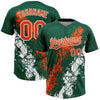 Maxcorners Custom Kelly Green Orange-White Dripping Splatter Cracked Texture Two-Button Unisex Softball Jersey LM2605