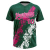 Maxcorners Custom Kelly Green Hot Pink-White Dripping Splatter Cracked Texture Two-Button Unisex Softball Jersey LM2605