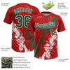 Maxcorners Custom Red Kelly Green-White Dripping Splatter Cracked Texture Two-Button Unisex Softball Jersey LM2605