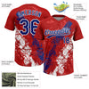 Maxcorners Custom Red Royal-White Dripping Splatter Cracked Texture Two-Button Unisex Softball Jersey LM2605