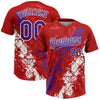 Maxcorners Custom Red Purple-White Dripping Splatter Cracked Texture Two-Button Unisex Softball Jersey LM2605